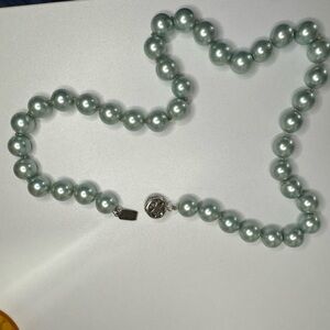 New 18 inch Elegant Silver Blue Sea faux pearl necklace